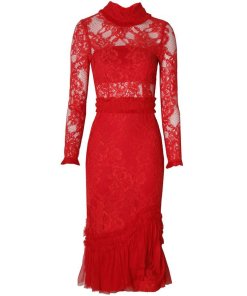 Alexis Anabella Long Sleeve Lace Midi Dress