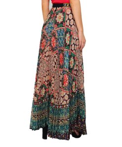 Alice + Olivia Shannon Printed Pleated Maxi Skirt