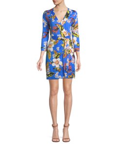 knee length dresses for ladies DVF Toronto Mini Dress in Paisley Chainlink Black main image 1