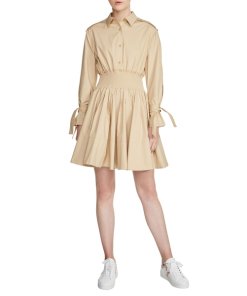 Maje Ralix Smocked Waist Shirtdress
