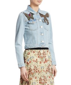 Maje Vivou Embellished Denim Jacket