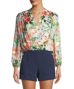 Alice + Olivia Trista Cross Front Blouson Top