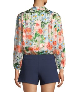 Alice + Olivia Trista Cross Front Blouson Top