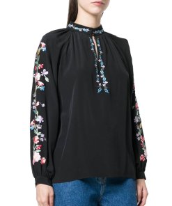 Vilshenko Faye Embroidered Silk Blouse