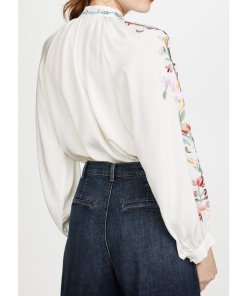 Vilshenko Faye Embroidered Silk Blouse