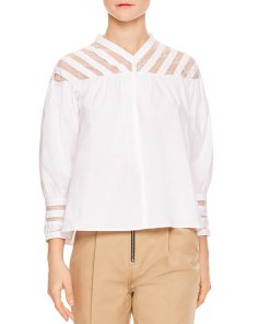 Sandro Juda Graphic Lace-Inset Top