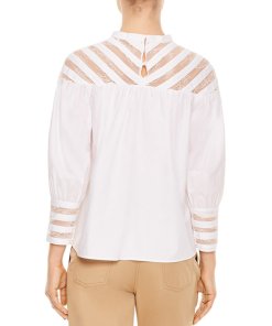 Sandro Juda Graphic Lace-Inset Top