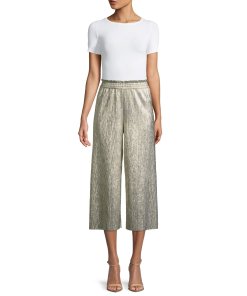 Alice + Olivia Elba Plissé Pleated Paperbag Culottes