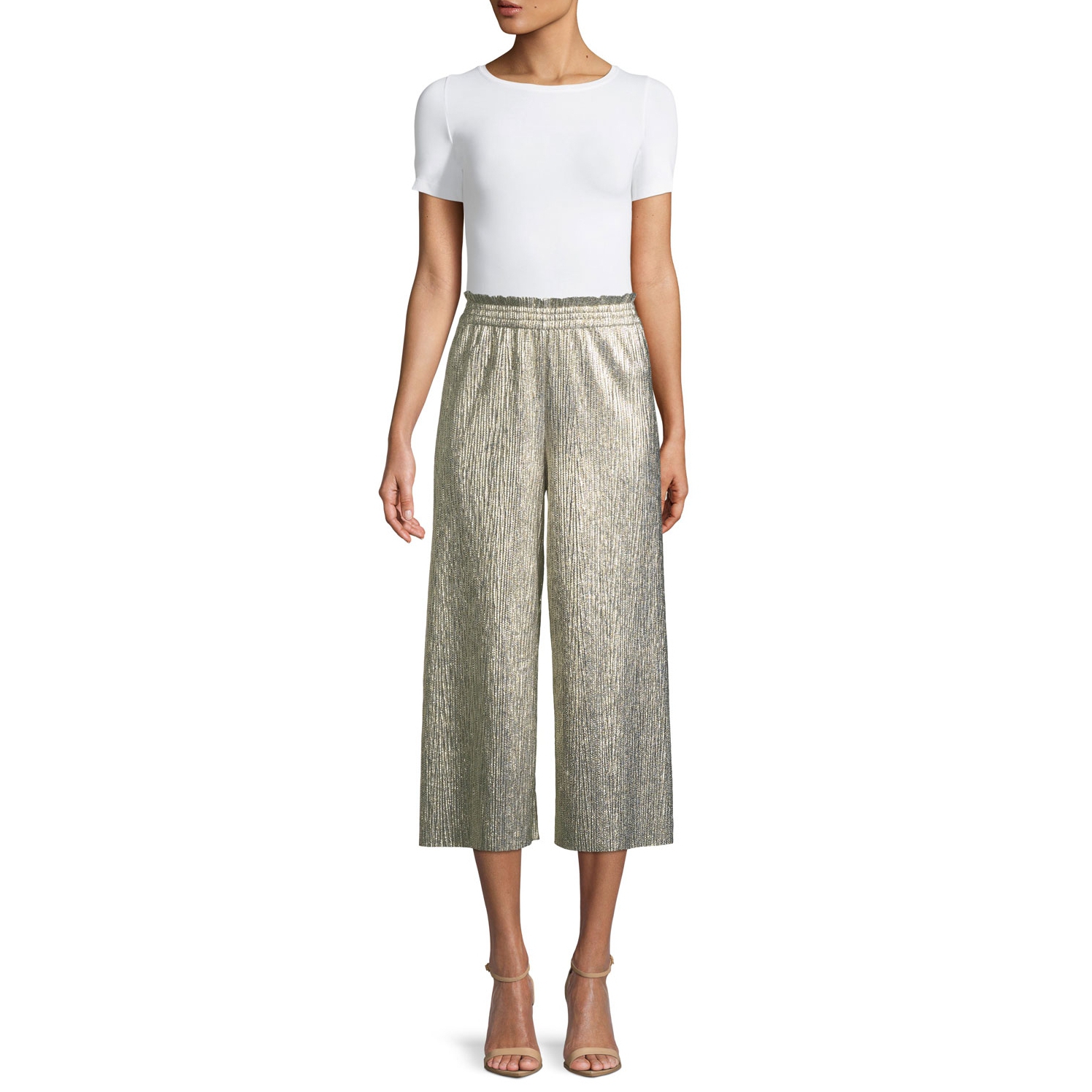 Alice + Olivia Elba Plissé Pleated Paperbag Culottes