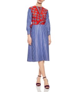 Sandro Isadora Mixed-Print Midi Dress