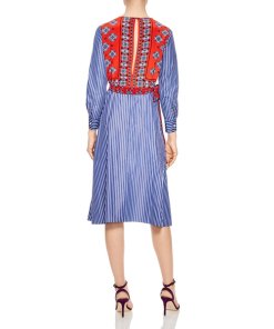 Sandro Isadora Mixed-Print Midi Dress