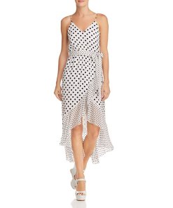 Alice + Olivia Mable Polka Dot Faux-Wrap Dress