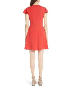 Alice + Olivia Doralee Flutter-Sleeve Wrap Dress