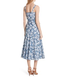 Veronica Beard Marena Ruched Waist Floral Midi Dress
