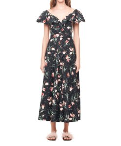 Rebecca Taylor Ikat Tulip Poplin Midi Dress