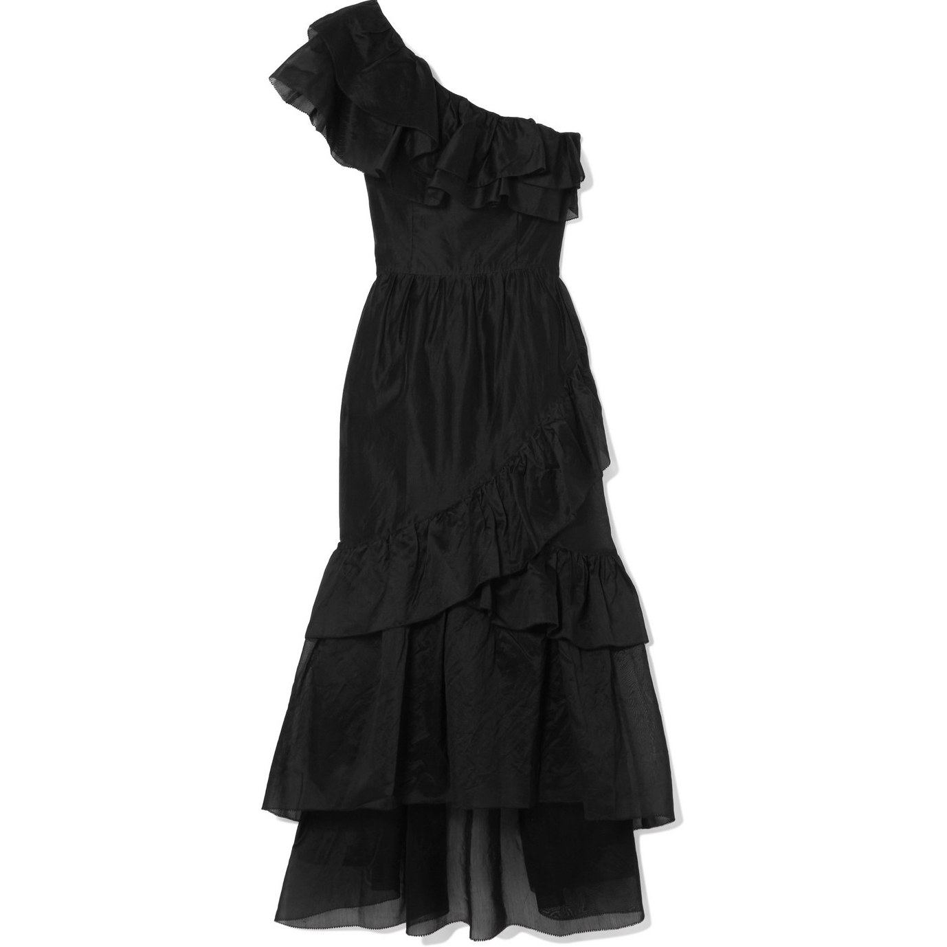 strapless open back dress Xscape Women's Ruched Ruffled One-Shoulder Dress - White main image 0