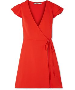 Alice + Olivia Doralee Flutter-Sleeve Wrap Dress