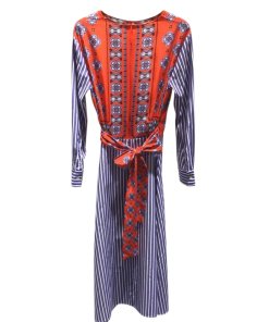 Sandro Isadora Mixed-Print Midi Dress