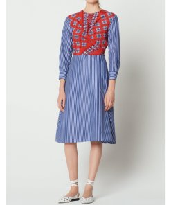 Sandro Isadora Mixed-Print Midi Dress