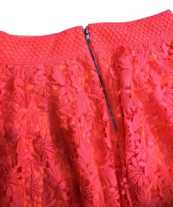 Alice + Olivia Earla High-Waist Flare Lace Midi Skirt