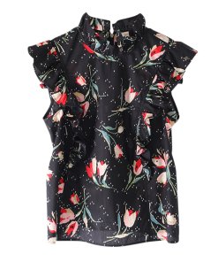 Rebecca Taylor Ikat Tulip Poplin Ruffle Top