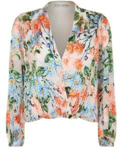 Alice + Olivia Trista Cross Front Blouson Top
