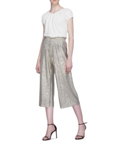 Alice + Olivia Elba Plissé Pleated Paperbag Culottes