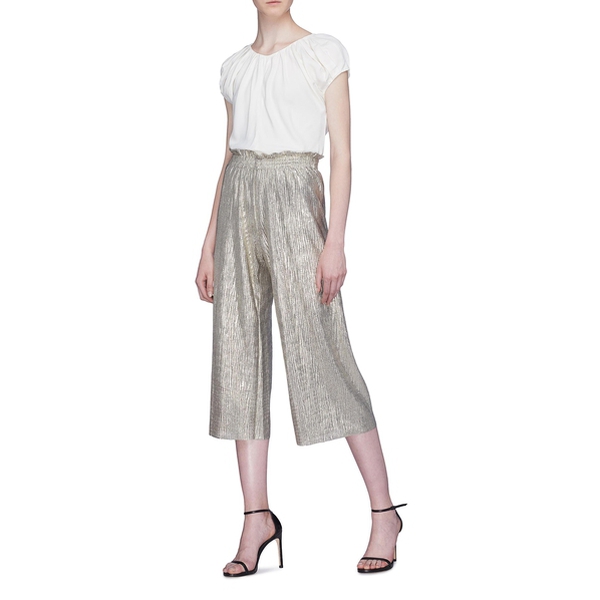 Alice + Olivia Elba Plissé Pleated Paperbag Culottes