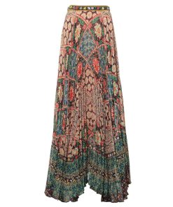 Alice + Olivia Shannon Printed Pleated Maxi Skirt