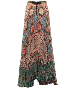 Alice + Olivia Shannon Printed Pleated Maxi Skirt