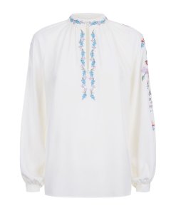 Vilshenko Faye Embroidered Silk Blouse