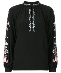 Vilshenko Faye Embroidered Silk Blouse