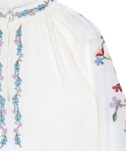 Vilshenko Faye Embroidered Silk Blouse
