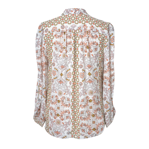 Tory Burch Kia Bow Hicks Garden Print Silk Blouse