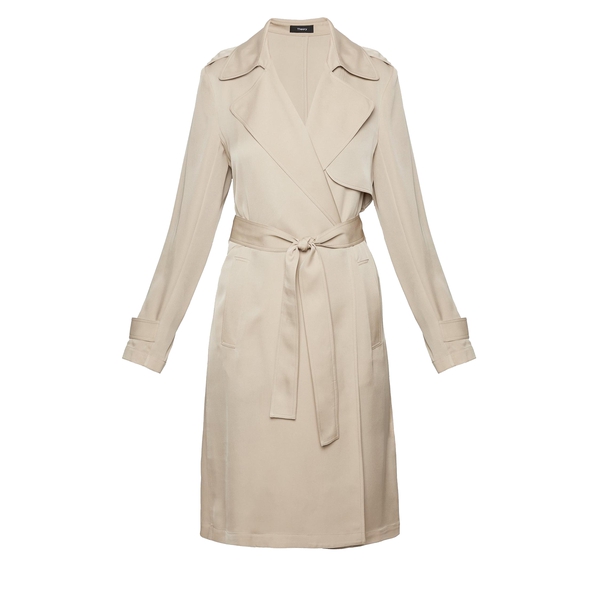 Theory Oaklane Silk Trenchcoat – evaChic