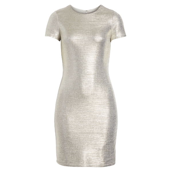 Alice + Olivia Delora Metallic Sheath Dress evaChic Alice + Olivia Delora Metallic Sheath Dress evaChic