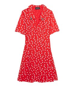 The Kooples Magic Mushroom Polka Dot Embellished Collar Dress