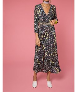 Rixo London Katie Mixed Micro Floral Printed Crepe DressRixo London Katie Mixed Micro Floral Printed Crepe Dress