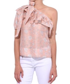 Ulla Johnson Goldie Daffodil Print One-Shoulder Blouse