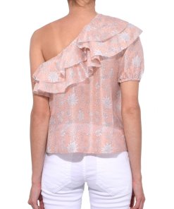 Ulla Johnson Goldie Daffodil Print One-Shoulder Blouse