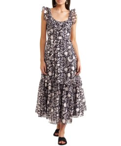 Ulla Johnson Brigitte Floral Organza Midi Dress