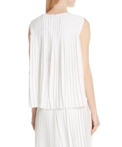 Vince Pleated Crinkled Shell Sleeveless Top