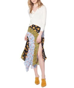 Veronica Beard Mac Patchwork Floral Asymmetric Skirt