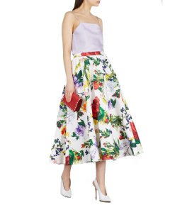 Alice + Olivia Earla Wildflower Print Midi Skirt