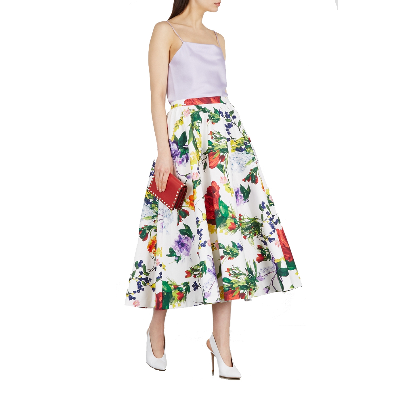 Alice + Olivia Earla Wildflower Print Midi Skirt