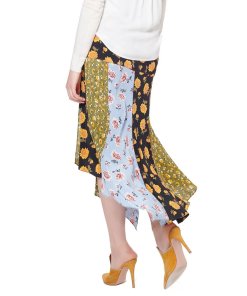 Veronica Beard Mac Patchwork Floral Asymmetric Skirt