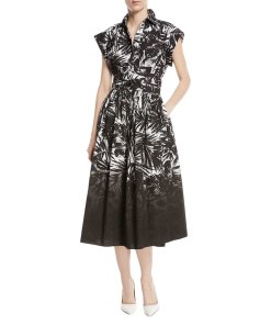 Michael Kors Collection Leaf Dip-Dye Cotton-Poplin Shirtdress