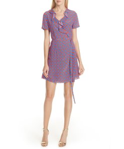 Diane von Furstenberg Savilla Chainlink Ruffle Front Wrap Dress