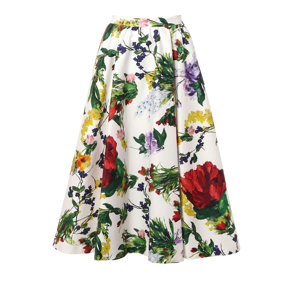 Alice + Olivia Earla Wildflower Print Midi Skirt