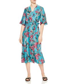 Sandro Tinca Floral-Print Silk Midi Wrap Dress